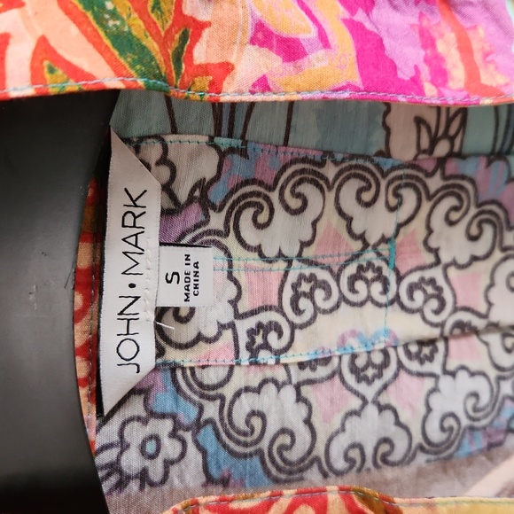 John Mark Colorful Floral Print Wired Collared Popover Tunic Top Size Small NWT - Picture 2 of 7